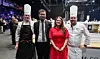 Geir Pollestad og Cecilie Myrseth (midten) sammen med Håvard Werkland (til venstre) og Christopher W. Davidsen under Bocuse d'Or Europe i Trondheim i mars 2024.