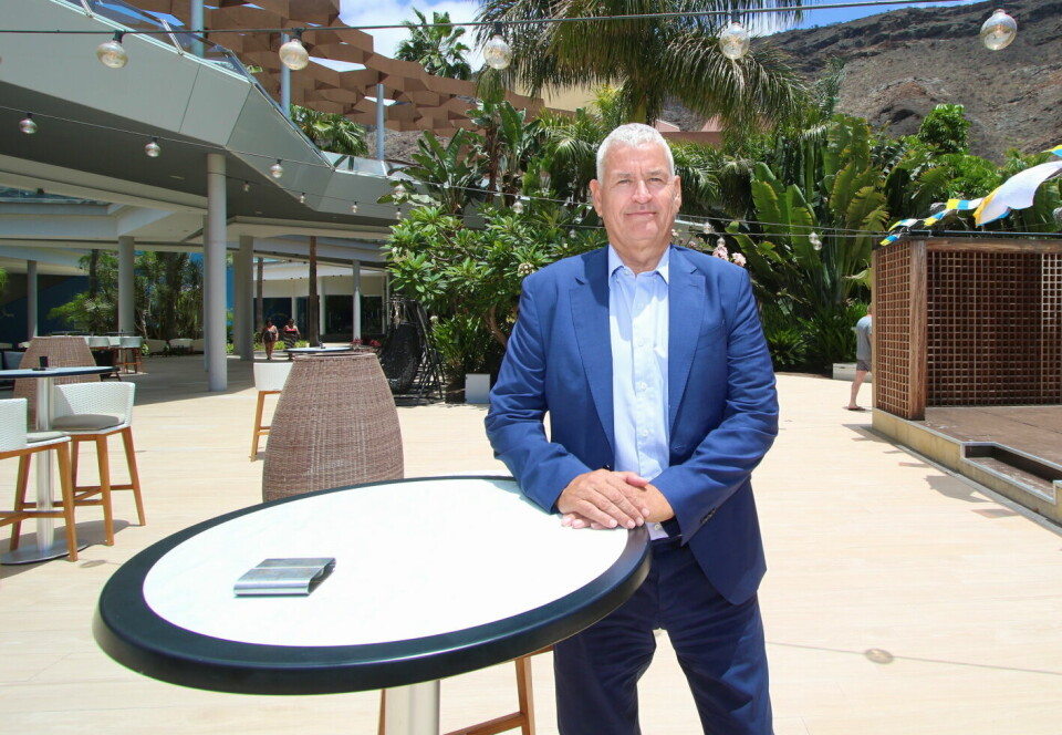 «Cluster manager» Finn Berstad, bergenseren som feirer 10-års jubileum som leder for begge de to store Radisson Blu hotellene på Gran Canaria.