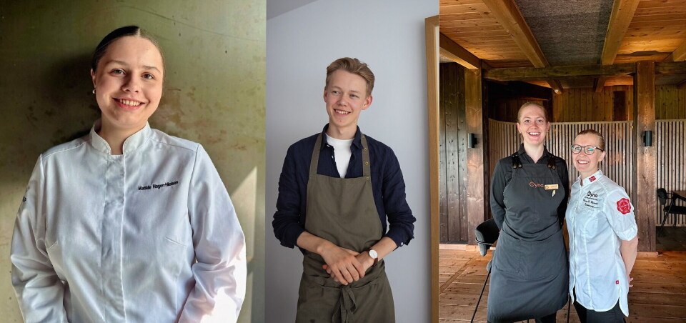 Disse får støtte fra Eureca-fondet i 2024: Fra venstre Matilde Hagen-Nielsen (Kulinarisk Akademi), Lucas Kjelsnes Larsen (Fisketorget), Astrid Møllenhus og Maren Brekkvassmo Myrvold (begge Øyna Kulturlandskapshotell) Disse får støtte fra Eureca-fondet i 2024: Fra venstre Matilde Hagen-Nielsen (Kulinarisk Akademi), Lucas Kjelsnes Larsen (Fisketorget), Astrid Møllenhus og Maren Brekkvassmo Myrvold (begge Øyna Kulturlandskapshotell)