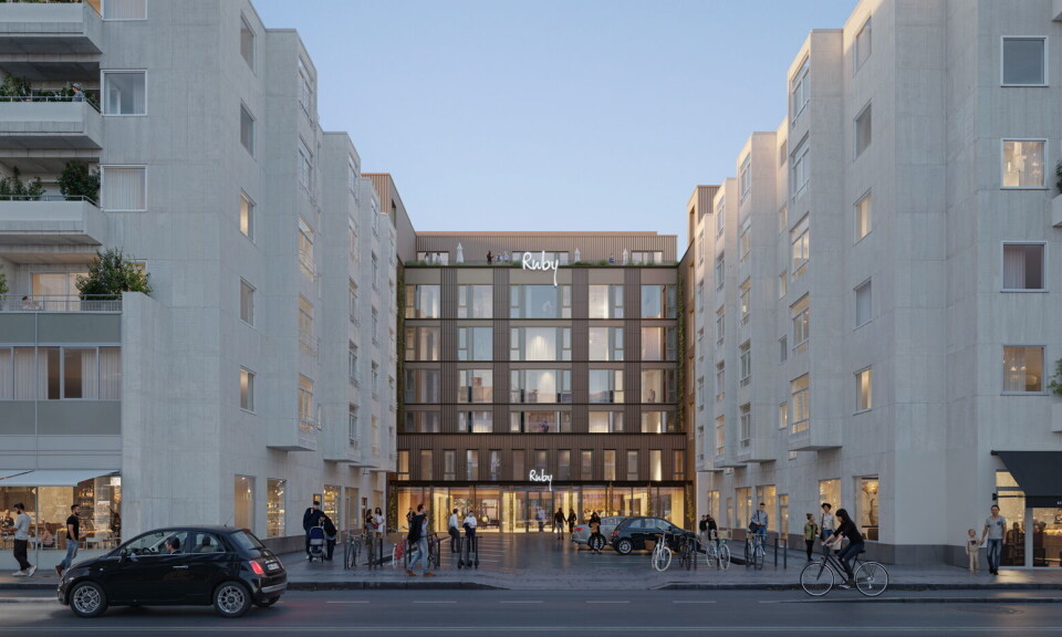 Slik blir inngangspartiet på det nye Ruby-hotellet i København. Slik blir inngangspartiet på det nye Ruby-hotellet i København.