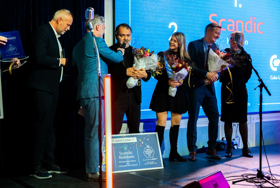 Scandic Nidelven er Årets matgledebedrift i kategori hotell. Fra venstre Per Øyvind Almehagen, Heine Totland, Christian Morales, Maria Øynes, Sebastian Lunde, Åse Pauline Hager. Scandic Nidelven er Årets matgledebedrift i kategori hotell. Fra venstre Per Øyvind Almehagen, Heine Totland, Christian Morales, Maria Øynes, Sebastian Lunde, Åse Pauline Hager.
