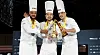 Pallen i Bocuse d'Or Europe 2026. Fra venstre Christian A. Pettersen - Norge (sølv). Christian Wellendorf - Danmarrk (gull) og Matteo Terranova - Italia (bronse)