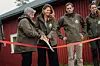 Ordfører Elisabeth Vollmoe (til venstre) og styreleder Ann-Sophie Loede åpner Park Nordica lørdfag 23. mai 2026. Her sammen med Pierre Stepputt og Malin Øvredal Hesse.