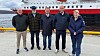 Fra venstre: Kurt Inge Angell (Norsk Sjømannsforbund), Jørn Lorentzen (hovedtillitsvalgt Norsk Sjømannsforbund), Bent Martini (Havila Kystruten) Trygve Slagsvold Vedum (Senterpartiet) og Anne Solsvik (Hurtigruten). Foto: Havila Kystruten