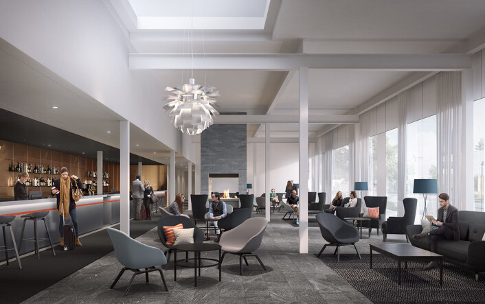 Interiøret på First Hotel Arlanda, som åpner til høsten. Interiøret på First Hotel Arlanda, som åpner til høsten.