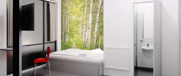 Fra ett av rommene på Yess! Hotel i Kristiansand. Fra ett av rommene på Yess! Hotel i Kristiansand.