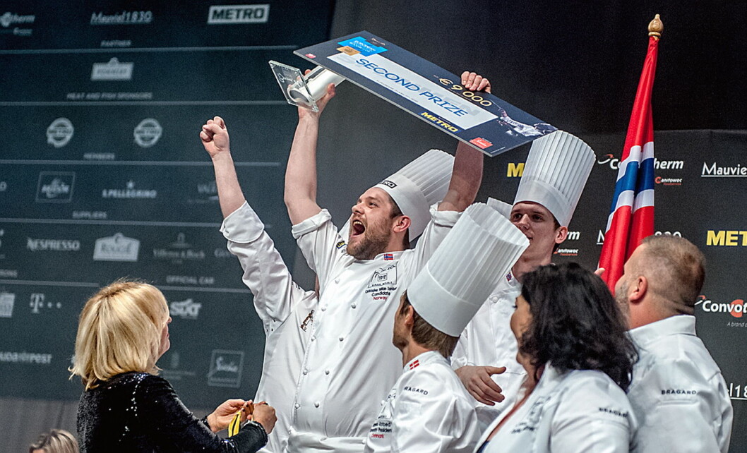 Norge endte 53 poeng bak Ungarn i Bocuse d'Or Europe 2016. (Foto: Bocuse d'Or Europe/Le Fotographe) Norge endte 53 poeng bak Ungarn i Bocuse d'Or Europe 2016. (Foto: Bocuse d'Or Europe/Le Fotographe)