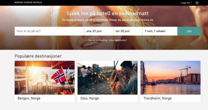 Nettsidene til Nordic Choice Hotels dras frem som positive av Netlife Research. (Printscreen) Nettsidene til Nordic Choice Hotels dras frem som positive av Netlife Research. (Printscreen)