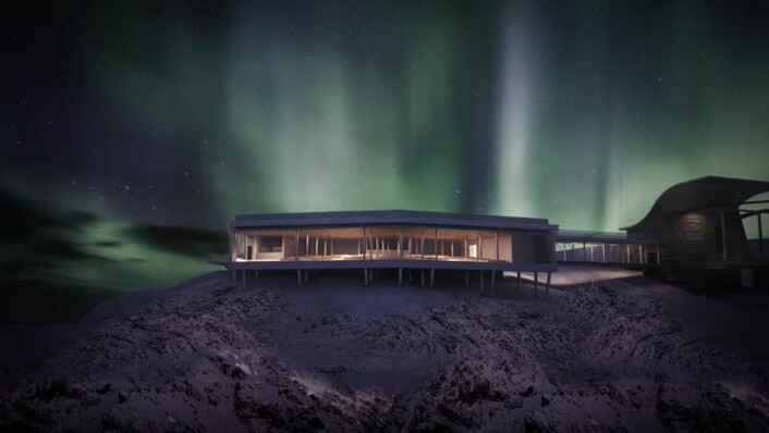 Restauranten på toppen skal drives av Hotel Alexandra. (Illustrasjon: Hoven Loen) Restauranten på toppen skal drives av Hotel Alexandra. (Illustrasjon: Hoven Loen)