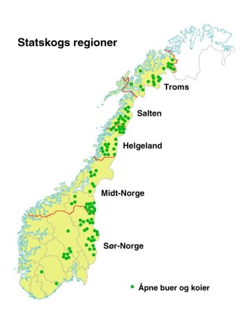 Kart som viser alle tilgjengelige koier i Norge. Kart som viser alle tilgjengelige koier i Norge.