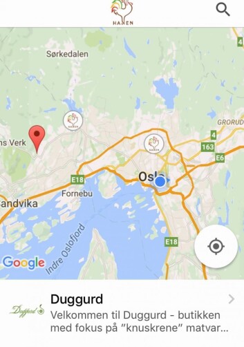 Skjermdump av Hanens nye app. Skjermdump av Hanens nye app.