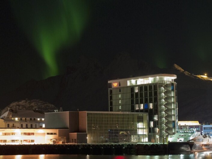 Thon Hotel Lofoten i nordlys. (Foto: Hotellet) Thon Hotel Lofoten i nordlys. (Foto: Hotellet)