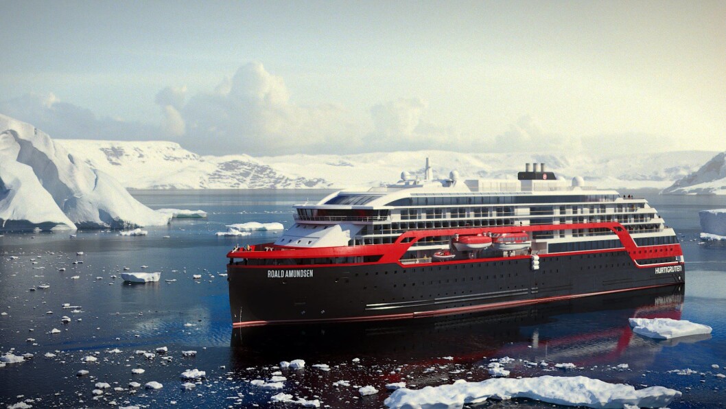 De nye ekspedisjonsskipene til Hurtigruten døpes MS «Roald Amundsen» og MS «Fridtjof Nansen» og skal ta opplevelseshungrige gjester på ekspedisjoner til unike destinasjoner. (Foto: Illustrasjon: Hurtigruten) De nye ekspedisjonsskipene til Hurtigruten døpes MS «Roald Amundsen» og MS «Fridtjof Nansen» og skal ta opplevelseshungrige gjester på ekspedisjoner til unike destinasjoner. (Foto: Illustrasjon: Hurtigruten)