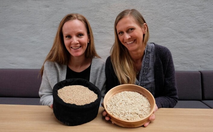 Duga-byggets anvendelighet, smak, positive helseeffekter og næringsinnhold er fokuset til markedsansvarlig, Anne-Marte Røen Bye (til venstre) og produktutvikler Anne Marthe Løken. (Foto: Mats Olsen/Regional Matkultur) Duga-byggets anvendelighet, smak, positive helseeffekter og næringsinnhold er fokuset til markedsansvarlig, Anne-Marte Røen Bye (til venstre) og produktutvikler Anne Marthe Løken. (Foto: Mats Olsen/Regional Matkultur)