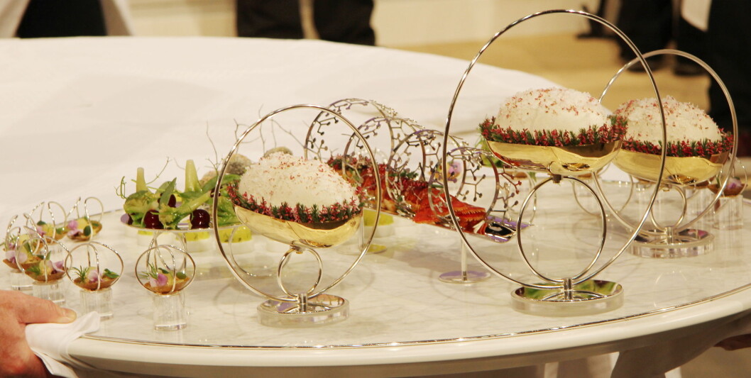 Norsk vinter på Bocuse d'Or-menyen i dag. (Foto: Morten Holt) Norsk vinter på Bocuse d'Or-menyen i dag. (Foto: Morten Holt)