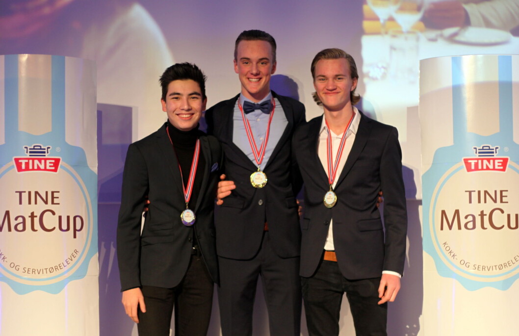 Lars Hamnes, Martin Bergvin og Vegard Brevik fra Strinda videregående skole vant i dag Tine Matcup. Lars Hamnes, Martin Bergvin og Vegard Brevik fra Strinda videregående skole vant i dag Tine Matcup.