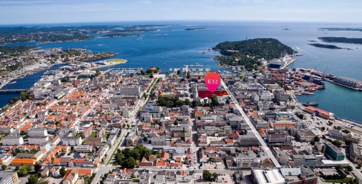 Bildet viser hvor Kvartal 32 ligger i Kristiansand. Bildet viser hvor Kvartal 32 ligger i Kristiansand.