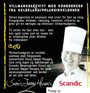 Villmarksakevitten er klar for Scandic. Villmarksakevitten er klar for Scandic.