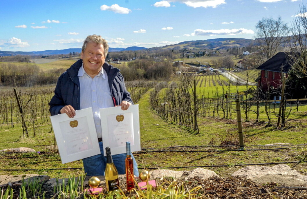 Marius Egge og Egge Gård hovet inn priser på den tyske sidermessen «Apfelwein Weltweit» . (Foto: Arkiv) Marius Egge og Egge Gård hovet inn priser på den tyske sidermessen «Apfelwein Weltweit» . (Foto: Arkiv)