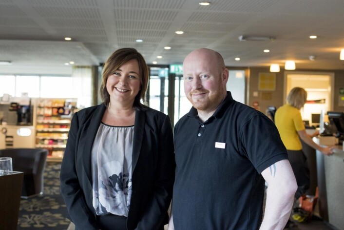 Hotelldirektør Merete Imbsen og teknisk sjef Svein Arne Eggen på Scandic Bakklandet. (Foto: Apurgo) Hotelldirektør Merete Imbsen og teknisk sjef Svein Arne Eggen på Scandic Bakklandet. (Foto: Apurgo)