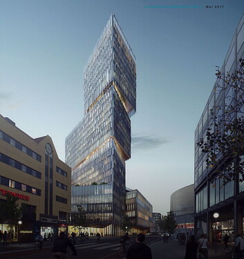 Slik kan det nye Thon-hotellet se ut, hvis Olav Thon Gruppen får det slik de ønsker. (Illustrasjon: White arkitekter) Slik kan det nye Thon-hotellet se ut, hvis Olav Thon Gruppen får det slik de ønsker. (Illustrasjon: White arkitekter)