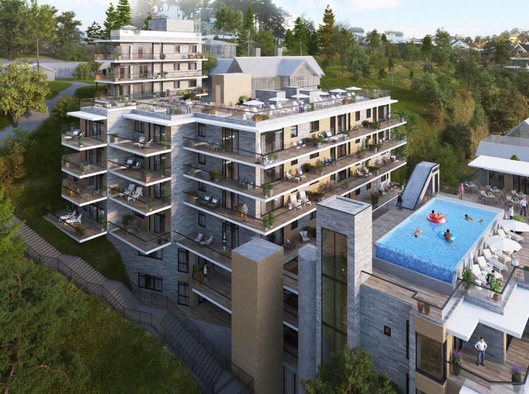 Skisse av planlagte Bytage i Arendal. (Illustrasjon: Bytage/Sudrheimgruppen) Skisse av planlagte Bytage i Arendal. (Illustrasjon: Bytage/Sudrheimgruppen)