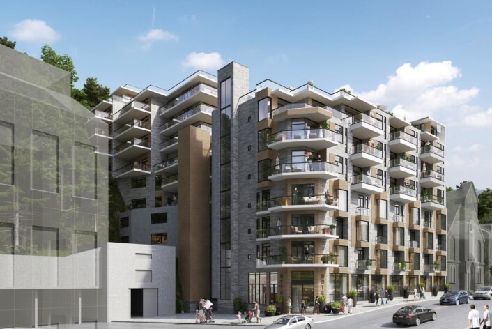 Skisse av planlagte Bytage i Arendal. (Illustrasjon: Bytage/Sudrheimgruppen) Skisse av planlagte Bytage i Arendal. (Illustrasjon: Bytage/Sudrheimgruppen)