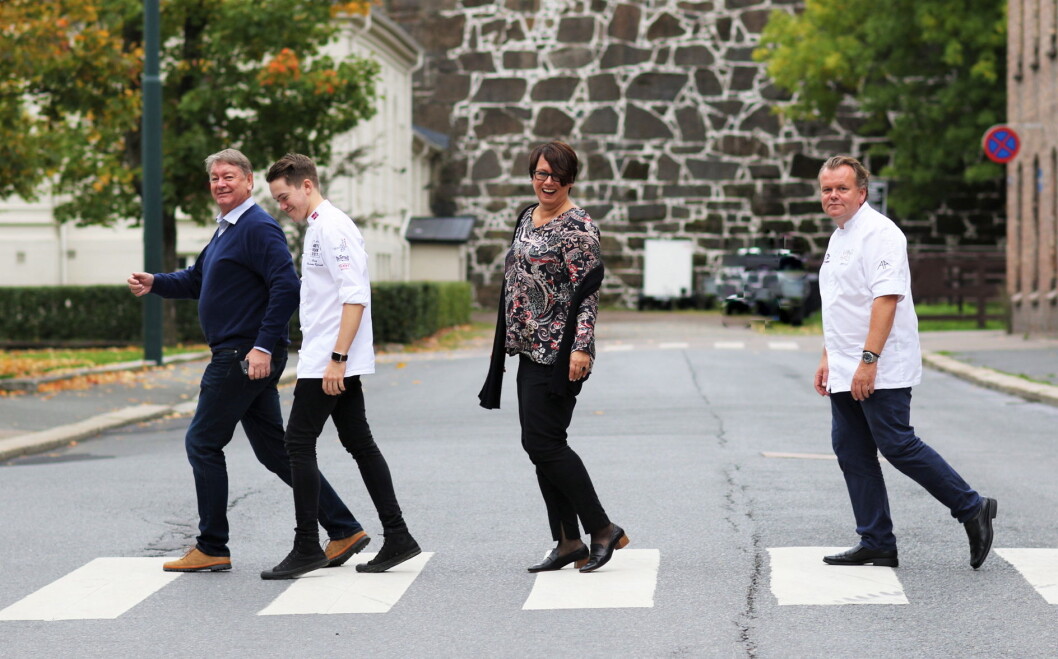 En av delfinalejuryene. Fra venstre Einar Risvik, Christer Rødseth, Trine Sandberg og Jørn Lie. (Foto: Kristin Austigard) En av delfinalejuryene. Fra venstre Einar Risvik, Christer Rødseth, Trine Sandberg og Jørn Lie. (Foto: Kristin Austigard)