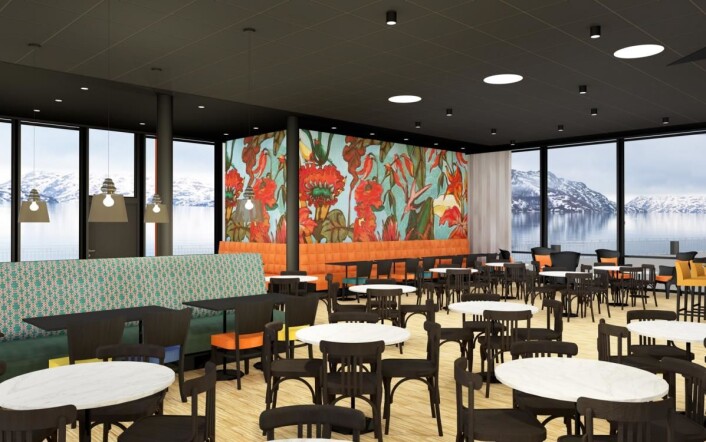 Thon Hotel Kirkenes skal gjennomgå en omfattende oppgradering med ny design i spisesal og frokostsal, og får også ny barløsning og nytt kjøkken. (Illustrasjon: Ramsøskar Interiørarkitekter AS) Thon Hotel Kirkenes skal gjennomgå en omfattende oppgradering med ny design i spisesal og frokostsal, og får også ny barløsning og nytt kjøkken. (Illustrasjon: Ramsøskar Interiørarkitekter AS)