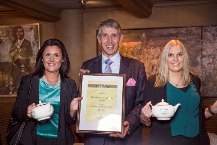 Bronse i Twinings Best Breakfast 2017 til Thon Hotel Rosenkrantz Bergen. (Foto: Ihne Pedersen/Haugen-Gruppen) Bronse i Twinings Best Breakfast 2017 til Thon Hotel Rosenkrantz Bergen. (Foto: Ihne Pedersen/Haugen-Gruppen)