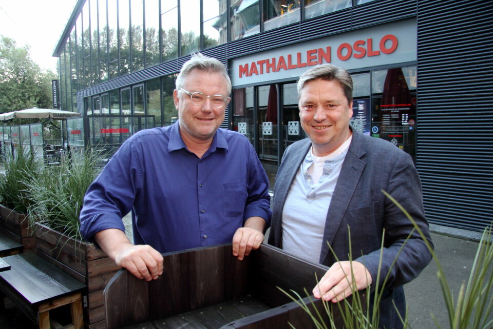 Sverre Landmark (til venstre) og Frode Rønne Malmo kan se tilbake på fem gode år med Mathallen. (Foto: Morten Holt)