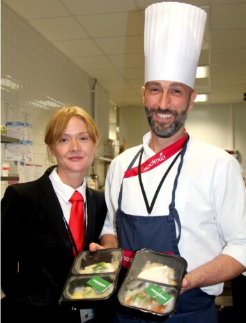 Assisterende «Site Manager» for Sodexo hos DNB Erica Engström med soussjef Fabio Fabietti. (Foto: Sodexo) Assisterende «Site Manager» for Sodexo hos DNB Erica Engström med soussjef Fabio Fabietti. (Foto: Sodexo)