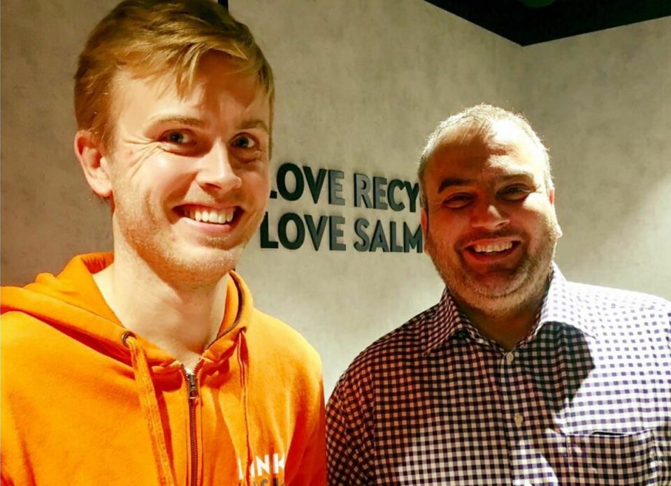 Geir Skeie (til venstre) og Ronny Gjøse står bak nyskapningen Pink Fish. (Foto: Pink Fish)
