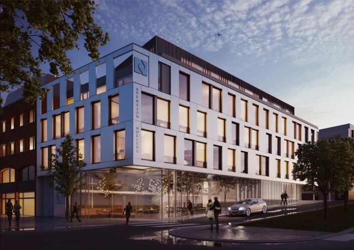 Nybygget i gågata på Bragernes i Drammen, som er 3000 kvadratmeter fordelt på fem etasjer, skal stå ferdig 1. mai neste år. (Illustrasjon: Arkitekt Nils Tveit AS) Nybygget i gågata på Bragernes i Drammen, som er 3000 kvadratmeter fordelt på fem etasjer, skal stå ferdig 1. mai neste år. (Illustrasjon: Arkitekt Nils Tveit AS)