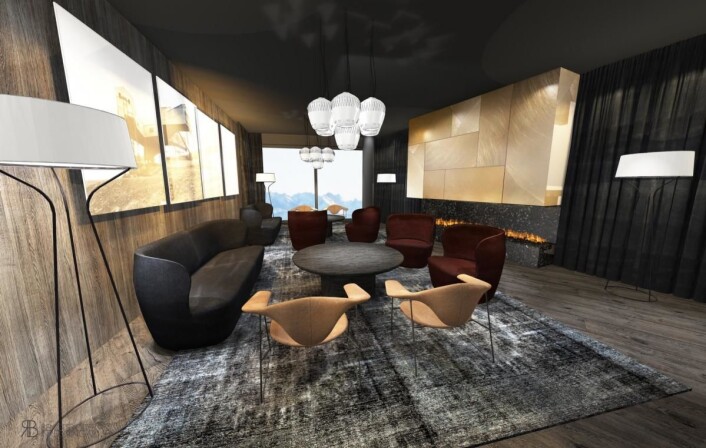 Fra loungen i nye Funken Lodge. (Illustrasjon: Nordic Hotels & Resorts) Fra loungen i nye Funken Lodge. (Illustrasjon: Nordic Hotels & Resorts)