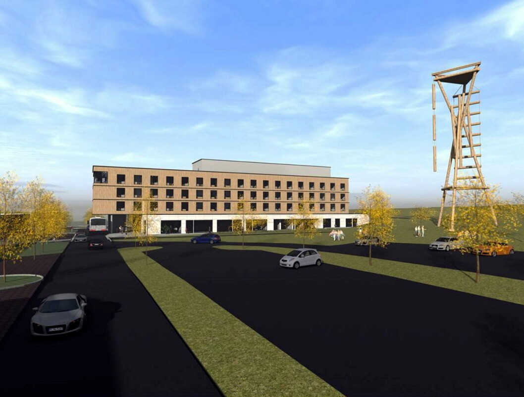 Skisse av det nye hotellet, som skal stå ferdig på Brennemoen/Slitu i oktober 2018. Marit Bjørnland er ansatt som hotelldirektør. (Illustrasjon: Lorentz Kielland Arkitekter) Skisse av det nye hotellet, som skal stå ferdig på Brennemoen/Slitu i oktober 2018. Marit Bjørnland er ansatt som hotelldirektør. (Illustrasjon: Lorentz Kielland Arkitekter)