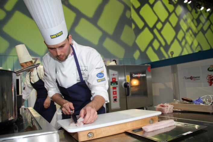 Ørjan Johannessen i aksjon i Bocuse d'Or Europe i Stockholm i 2014. (Foto: Morten Holt) Ørjan Johannessen i aksjon i Bocuse d'Or Europe i Stockholm i 2014. (Foto: Morten Holt)