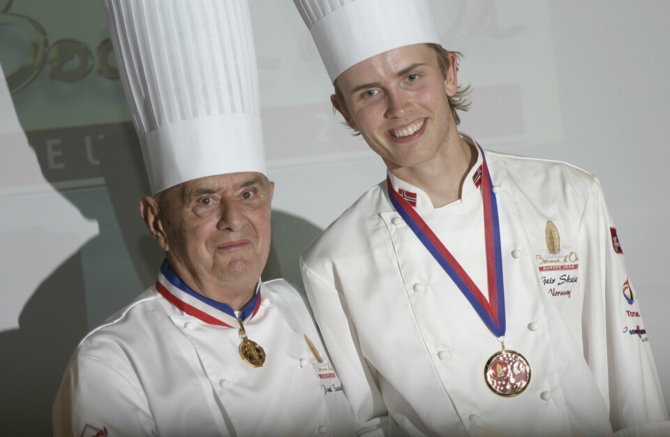 Paul Bocuse sammen med Geir Skeie, som vant Bocuse d'Or Europe i 2008 og Bocuse d'Or i 2009. (Foto: Morten Holt)