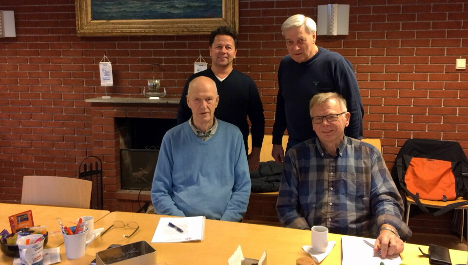 Komiteen for storkjøkkenseniorene i BFSN består foran Halfdan Bryn ( til venstre) og Arne Dalseng og bak daglig leder i BFSN Joe Harald Strand (til venstre) og Rudi Becsan. (Foto: BFSN)