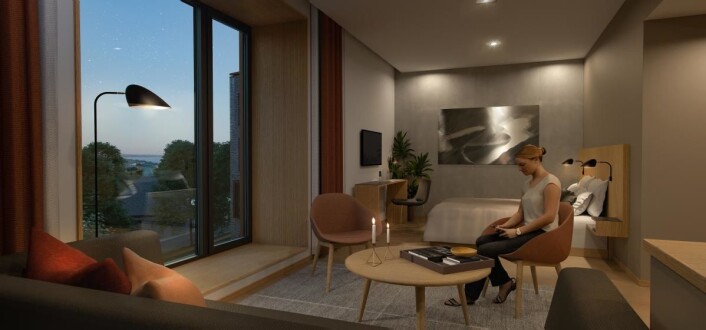 Ett av rommene på Ydalir Hotel. (Illustrasjon: Ydalir Hotel) Ett av rommene på Ydalir Hotel. (Illustrasjon: Ydalir Hotel)