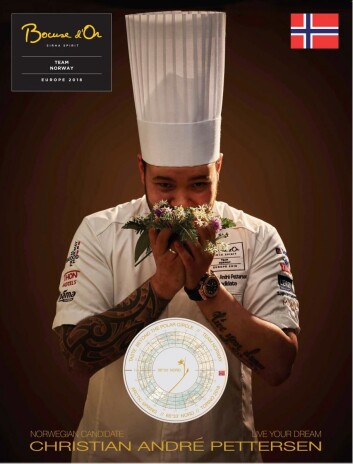 Norges plakat i Bocuse d’Or Europe 2018. (Foto: Tom Haga) Norges plakat i Bocuse d’Or Europe 2018. (Foto: Tom Haga)