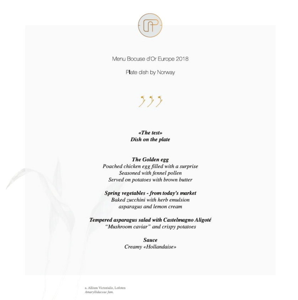 Her er den norske Bocuse d’Or Europe-menyen