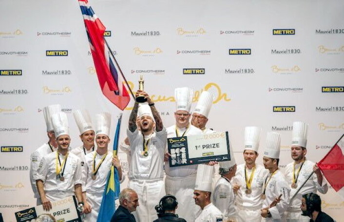 Jubel for Norge - igjen. (Foto: Bocuse d'Or Norge) Jubel for Norge - igjen. (Foto: Bocuse d'Or Norge)