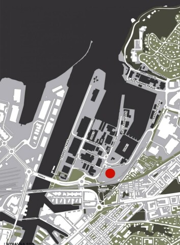 Kartet viser hvor det nye Scandic-hotellet skal bygges. (Illustrasjon: Scandic Hotels) Kartet viser hvor det nye Scandic-hotellet skal bygges. (Illustrasjon: Scandic Hotels)