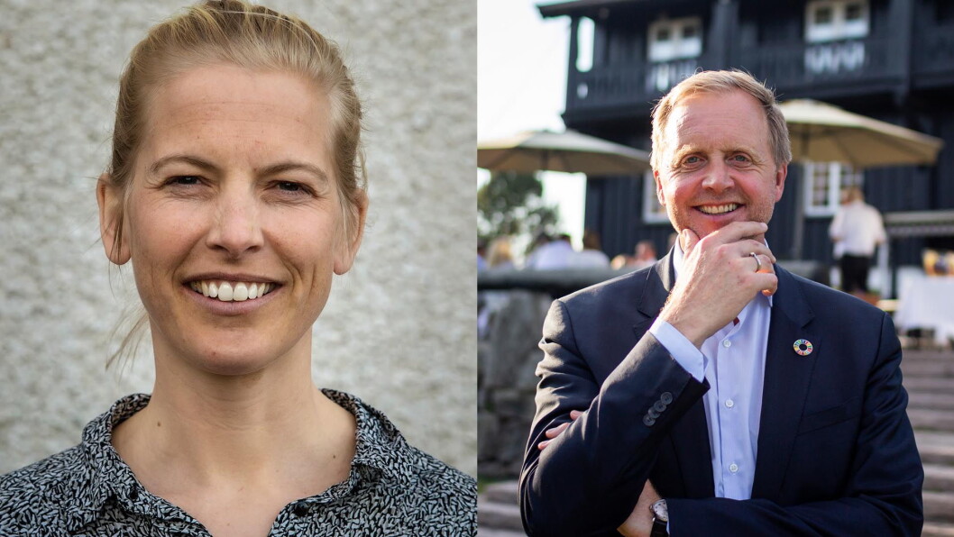 Marte von Krogh, teamleder for Matvalget i Debio (til venstre) og Bjørn Kjærand Haugland, direktør for bærekraft i DNV GL. (Foto: Foodscape) Marte von Krogh, teamleder for Matvalget i Debio (til venstre) og Bjørn Kjærand Haugland, direktør for bærekraft i DNV GL. (Foto: Foodscape)