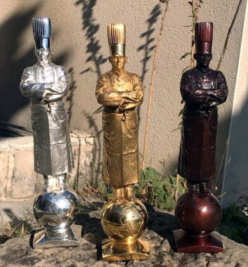 Dette er det tre premiene de tre beste i konkurransen i 2019 får. (Foto: Bocuse d'Or) Dette er det tre premiene de tre beste i konkurransen i 2019 får. (Foto: Bocuse d'Or)