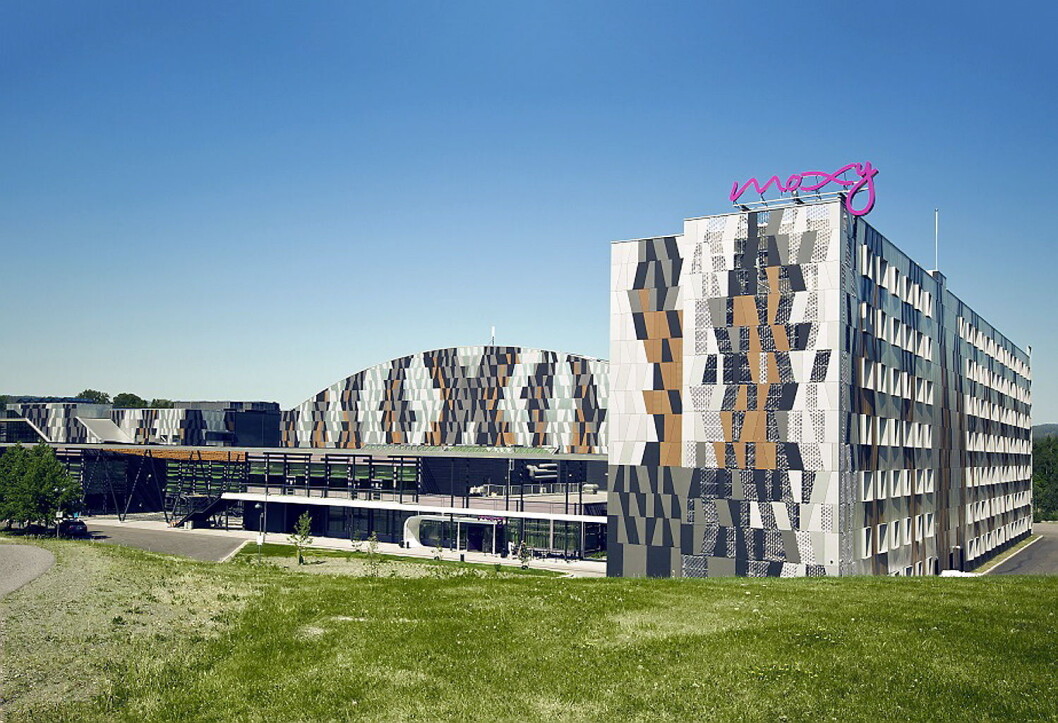 Moxy Oslo X på Hellerudsletta. (Foto: Belvar) Moxy Oslo X på Hellerudsletta. (Foto: Belvar)