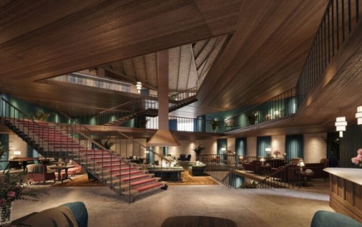 Slik blir lobbyen på Fýri Hemsedal. (Illustrasjon fra AB Invest) Slik blir lobbyen på Fýri Hemsedal. (Illustrasjon fra AB Invest)