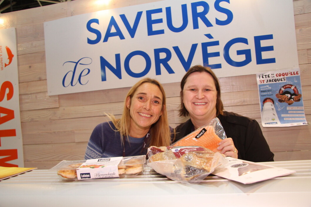 Saveurs de Norvège (SdN) er klar for salgskamp på Sirha-messen. Til venstre Tone Flisnes Collomb-Rey og Eidis W. Biehler. (Arkivfoto: Morten Holt) Saveurs de Norvège (SdN) er klar for salgskamp på Sirha-messen. Til venstre Tone Flisnes Collomb-Rey og Eidis W. Biehler. (Arkivfoto: Morten Holt)