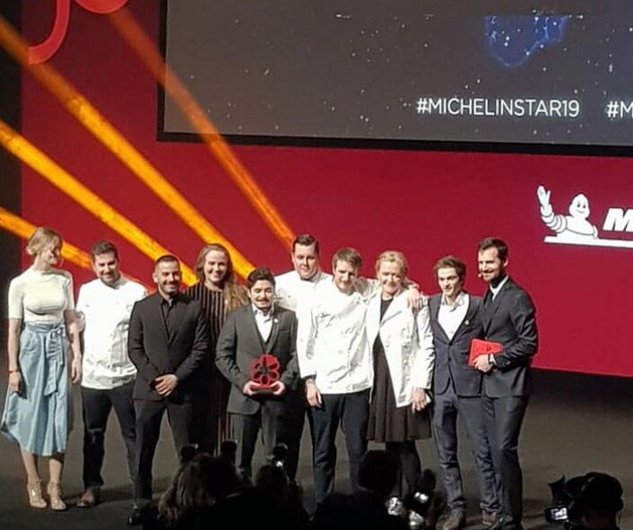 Hele Trondheims Michelin-lag på podiet i Århus. (Foto: Roar Hildonen) Hele Trondheims Michelin-lag på podiet i Århus. (Foto: Roar Hildonen)